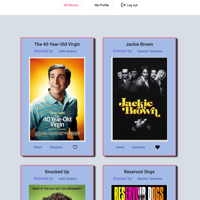 screenshot of the 'My Flix' app (Angular version)